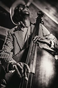 Musician on bass during a jazz concert